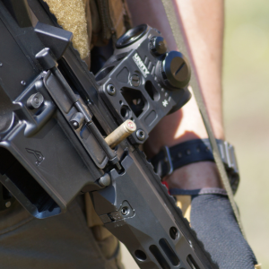 Close-up of a rifle receiver